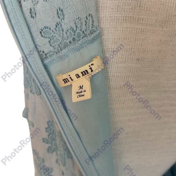 Francesca's MIAMI Light Blue Lace Sleeveless Midi Dress - Picture 9 of 10